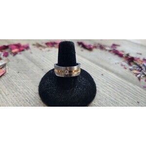 Spikes Stainless Steel Men's Single CZ Two Tone Ring Sz 8